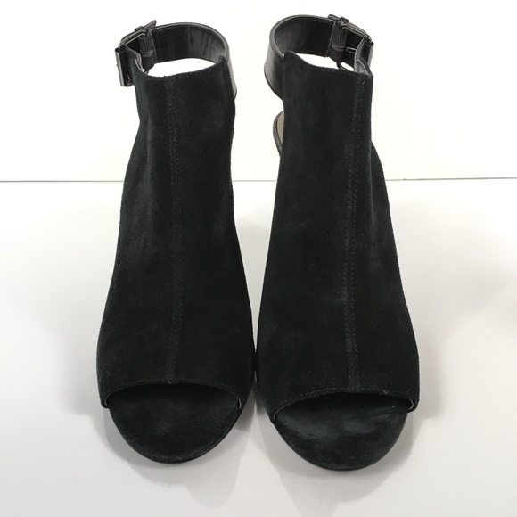 Tahari Margaret Black Suede Open Toe Shootie 8.5 - Picture 3 of 8